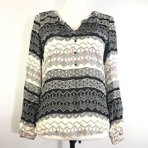 Parker Top Size S Long Sleeve Abstract 1/2 Silk